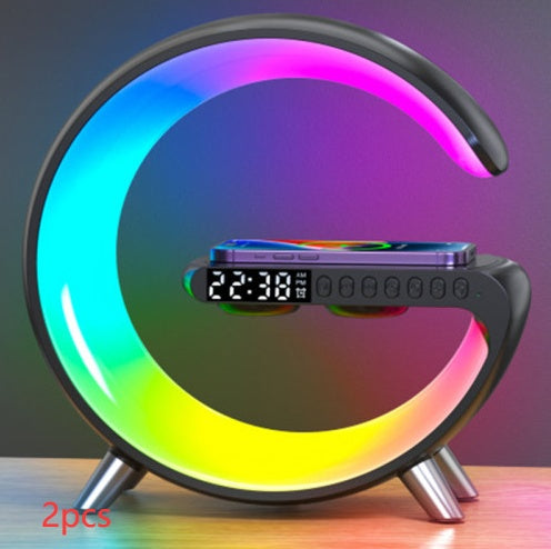 New Intelligent G Shaped LED Lamp Bluetooth Speaker Wireless Charger Atmosphere Lamp App Control For Bedroom Home Decor.