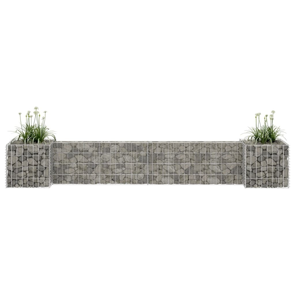Gabion Planter Silver Steel wire 102.4 x 15.7 x 15.7 in.