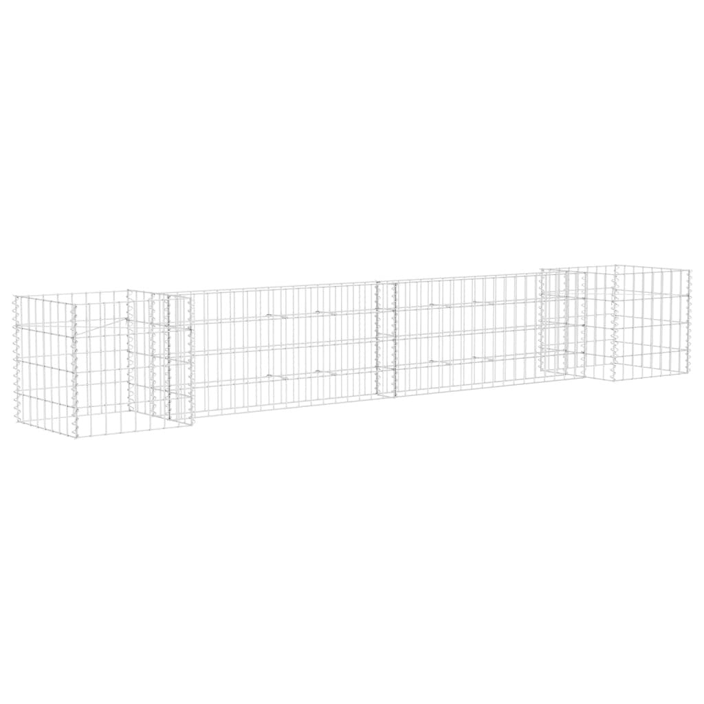 Gabion Planter Silver Steel wire 102.4 x 15.7 x 15.7 in.