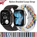 Color: Green - Nylon Braided Strap For Watch 3/2 49mm 11 10 9 8 7 6 5 SE3 Elastic Bracelet iWatch 46mm 42mm 45mm 41mm 44mm 40mm Wristband H251210.