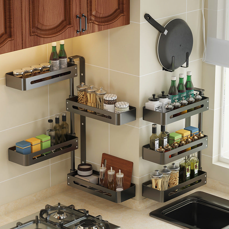 Color: Kitchen Shelf Corner Rotation Seasoning Rack.