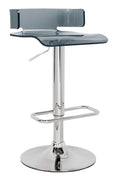 Gray And Silver Metal Swivel Low Back Adjustable Height Bar Chair.