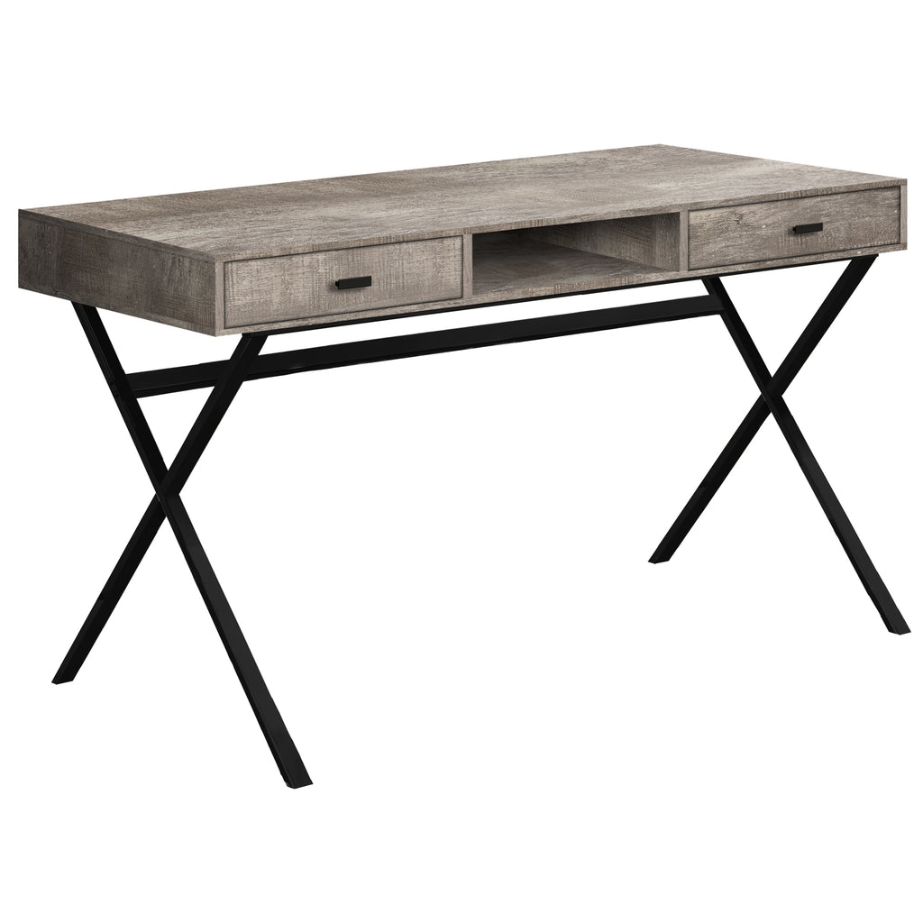 47" Taupe and Black Computer Desk With Two Drawers.