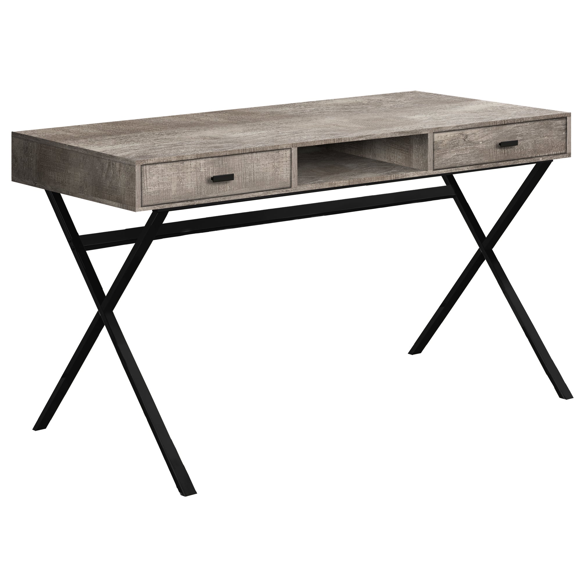 47" Taupe and Black Computer Desk With Two Drawers.