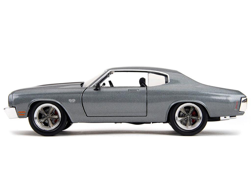 1970 Chevrolet Chevelle SS Gray Metallic with Black Stripes "Fast & Furious" (2009) Movie "Fast & Furious" Series 1/24 Diecast Model Car by Jada.