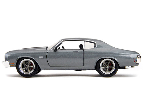 1970 Chevrolet Chevelle SS Gray Metallic with Black Stripes "Fast & Furious" (2009) Movie "Fast & Furious" Series 1/24 Diecast Model Car by Jada.