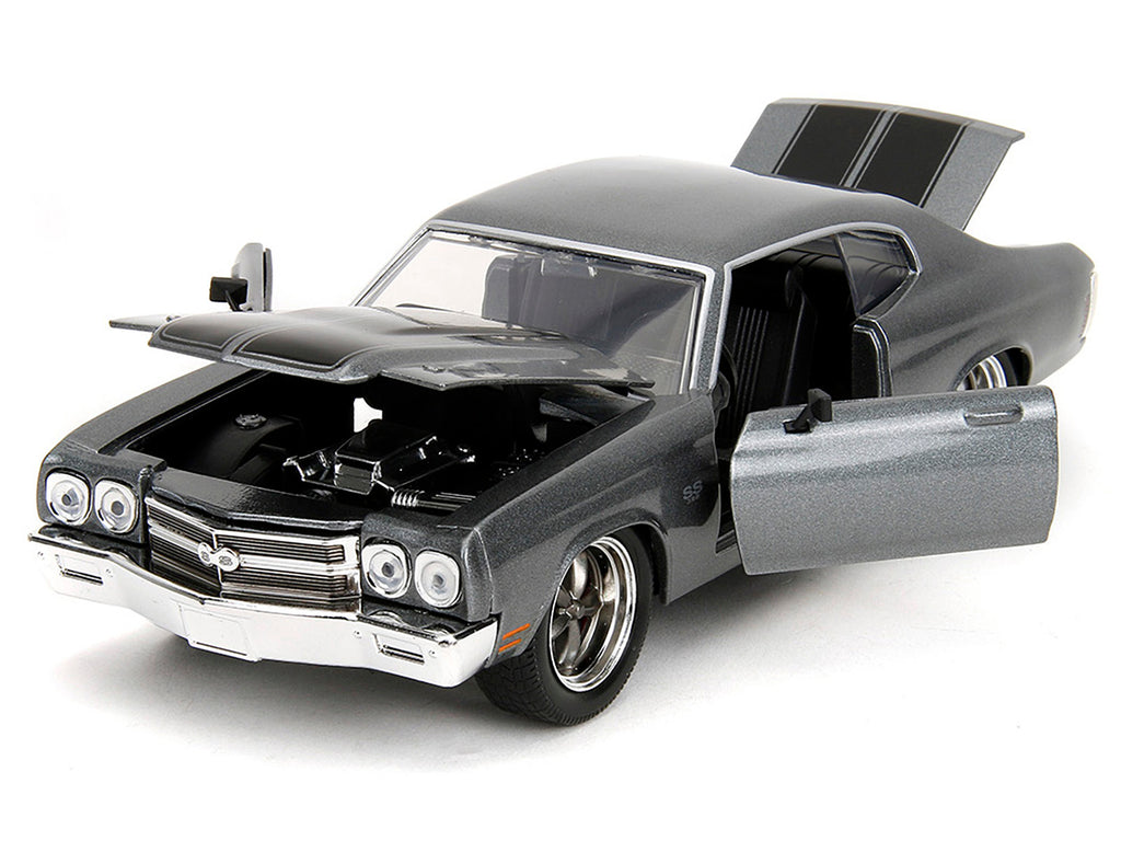 1970 Chevrolet Chevelle SS Gray Metallic with Black Stripes "Fast & Furious" (2009) Movie "Fast & Furious" Series 1/24 Diecast Model Car by Jada.
