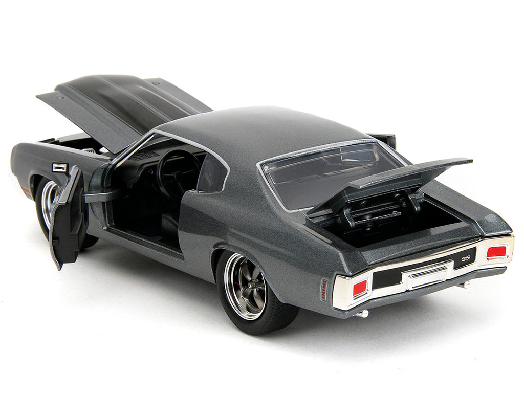 1970 Chevrolet Chevelle SS Gray Metallic with Black Stripes "Fast & Furious" (2009) Movie "Fast & Furious" Series 1/24 Diecast Model Car by Jada.