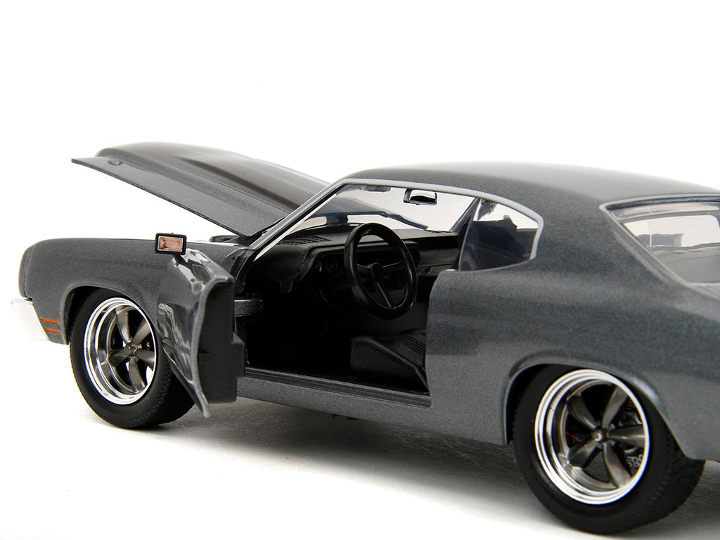 1970 Chevrolet Chevelle SS Gray Metallic with Black Stripes "Fast & Furious" (2009) Movie "Fast & Furious" Series 1/24 Diecast Model Car by Jada.