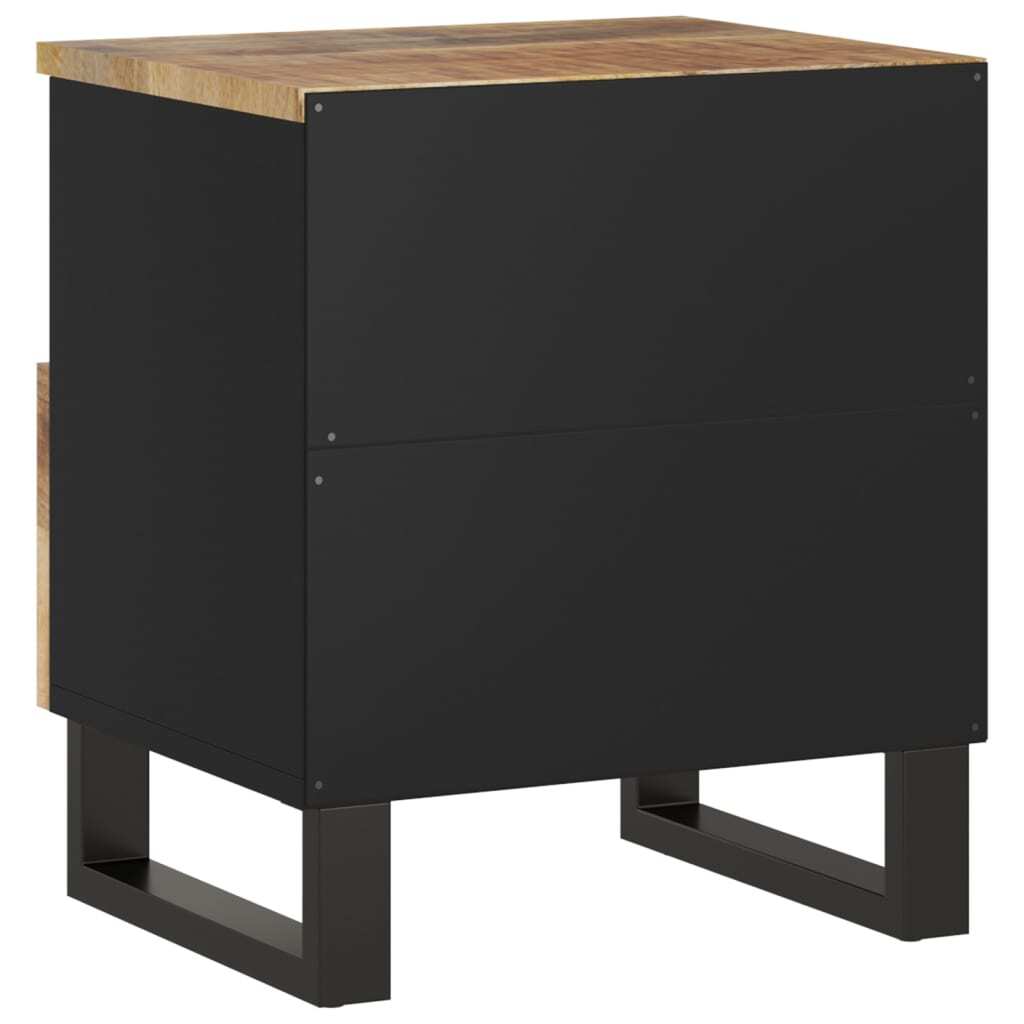Bedside Cabinet Set of 2 Natural Mango Wood and Black.