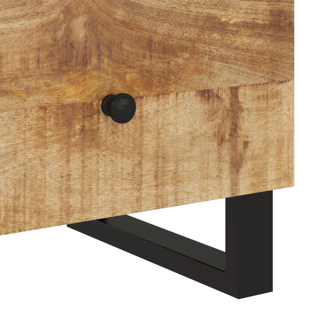 Bedside Cabinet Set of 2 Natural Mango Wood and Black.