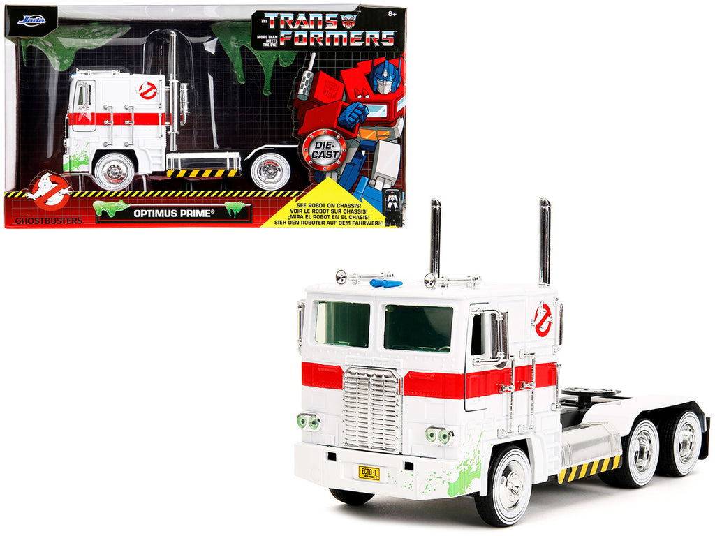 G1 Autobot Optimus Prime Truck White with Robot on Chassis.
