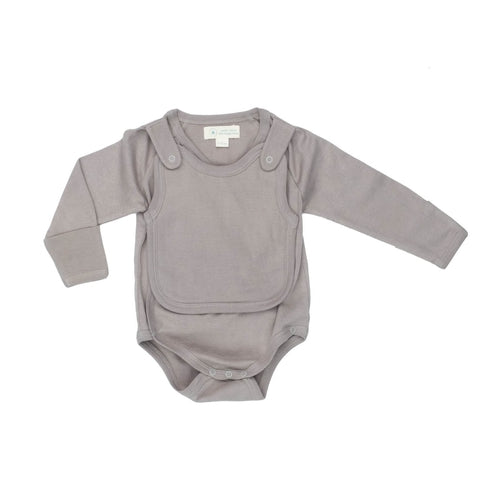 Smart Long Sleeve Kimono Bodysuit + Bib - Gray.