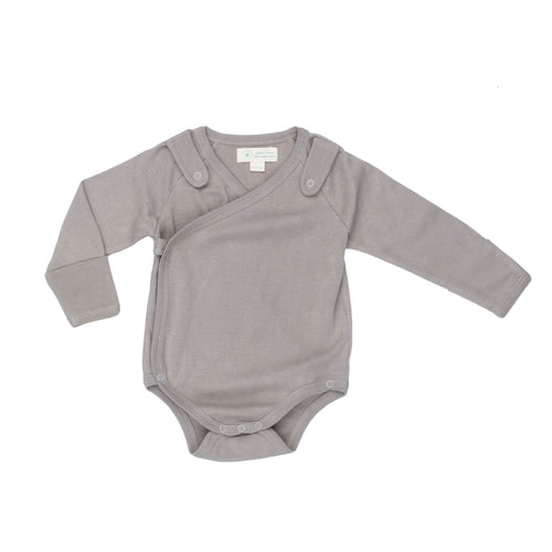 Smart Long Sleeve Kimono Bodysuit + Bib - Gray.