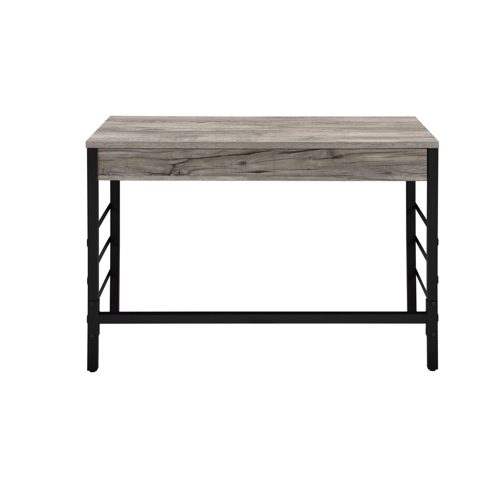 42" Brown and Black Writing Desk With Two Drawers.