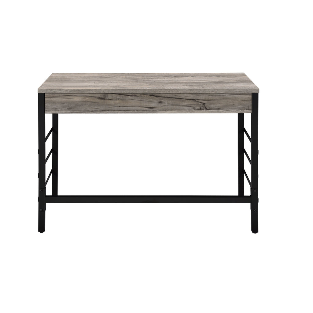42" Brown and Black Writing Desk With Two Drawers.
