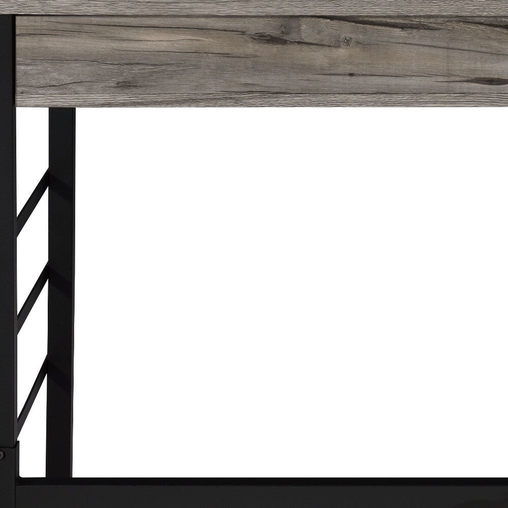 42" Brown and Black Writing Desk With Two Drawers.