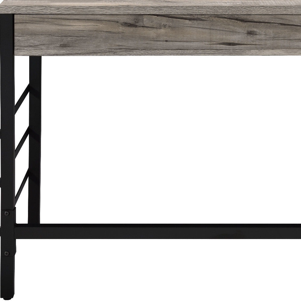 42" Brown and Black Writing Desk With Two Drawers.