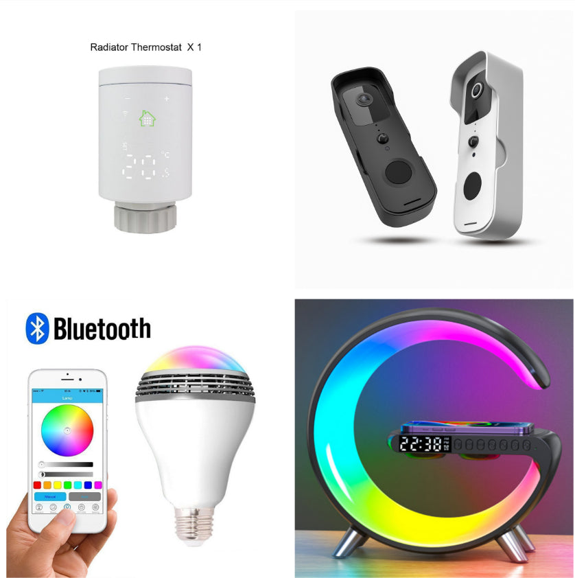 New Intelligent G Shaped LED Lamp Bluetooth Speaker Wireless Charger Atmosphere Lamp App Control For Bedroom Home Decor.