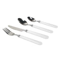 Gibson Sensations II 16 Piece Stainless Steel Flatware Set with White Handles and Chrome Caddy.