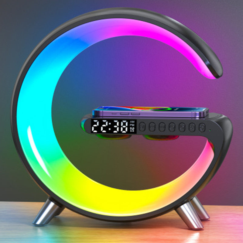 New Intelligent G Shaped LED Lamp Bluetooth Speaker Wireless Charger Atmosphere Lamp App Control For Bedroom Home Decor.