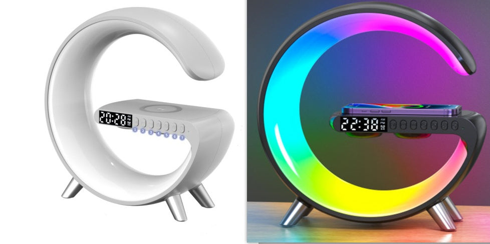 New Intelligent G Shaped LED Lamp Bluetooth Speaker Wireless Charger Atmosphere Lamp App Control For Bedroom Home Decor.