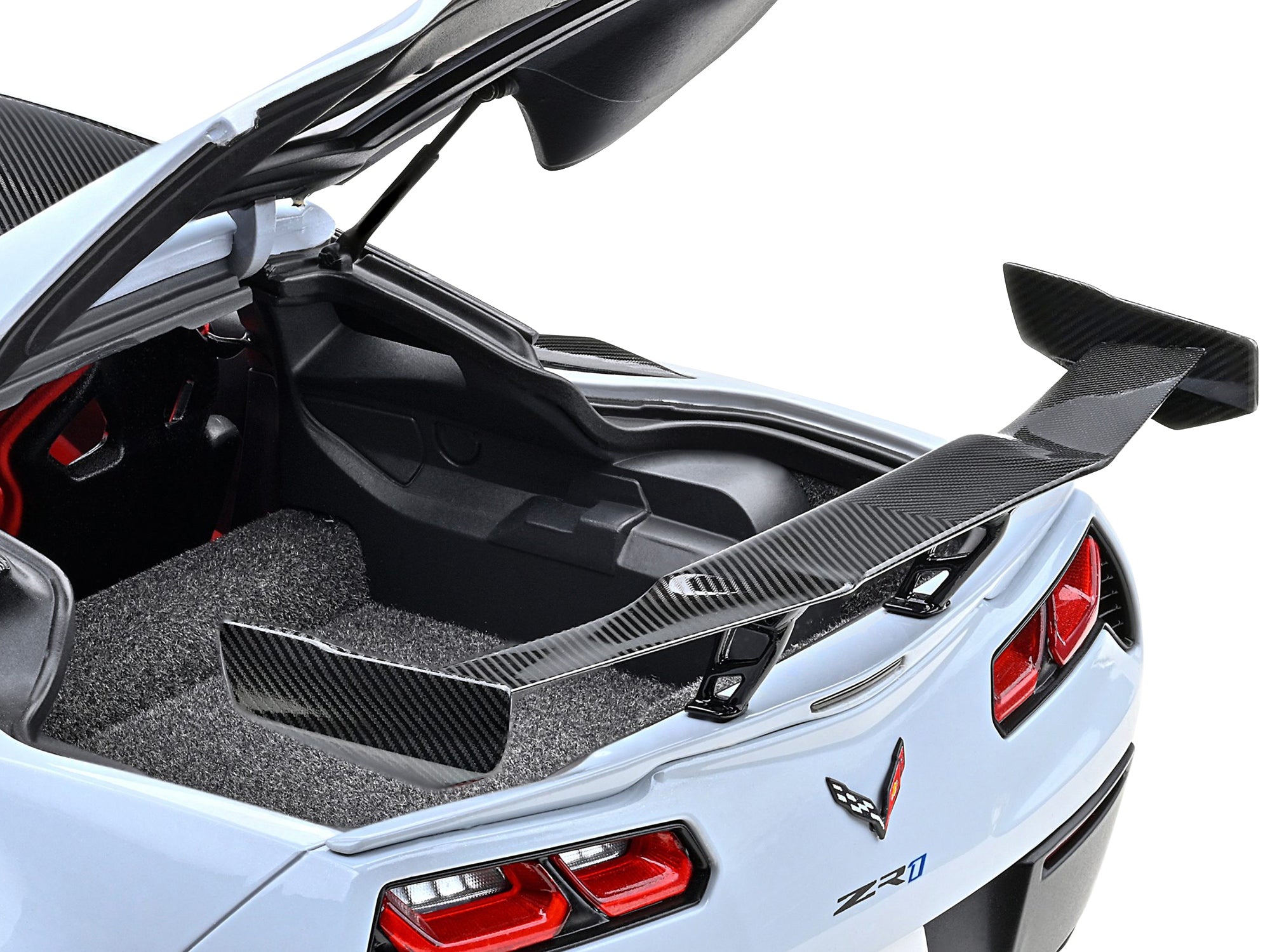 2019 Chevrolet Corvette C7 ZR1 Ceramic Matrix Gray Metallic with Carbon Top 1/18 Model Car by Autoart.