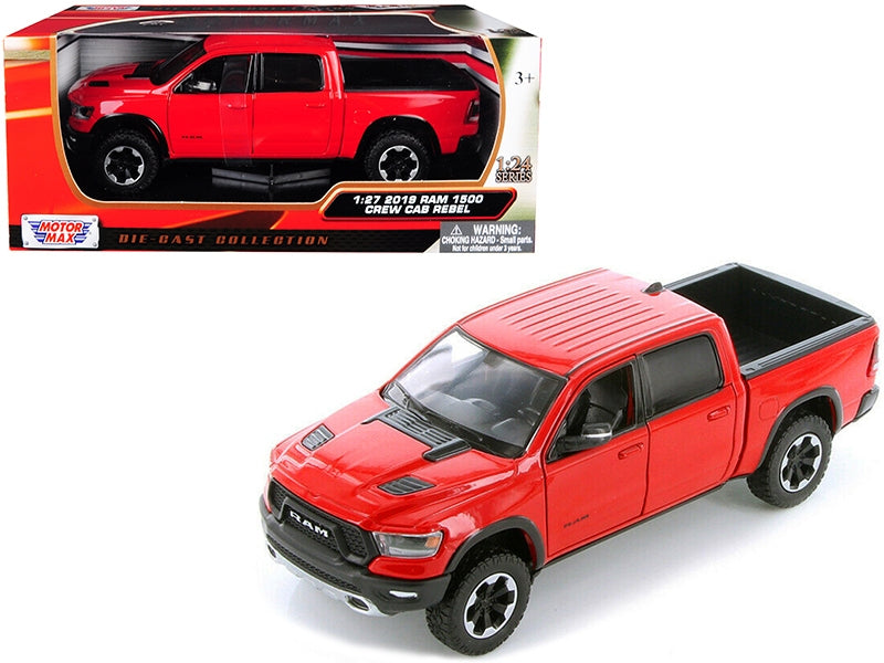 2019 RAM 1500 Rebel Crew Cab Pickup Truck Red 1/24 Diecast Model Car by Motormax.