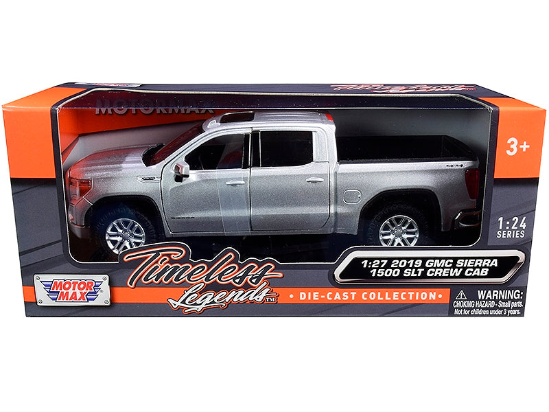 2019 GMC Sierra 1500 SLT Crew Cab Pickup Truck Silver Metallic 1/24-1/27 Diecast Model Car by Motormax.