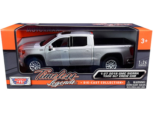 2019 GMC Sierra 1500 SLT Crew Cab Pickup Truck Silver Metallic 1/24-1/27 Diecast Model Car by Motormax.