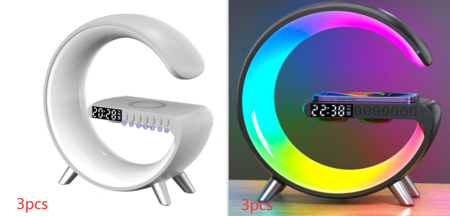 New Intelligent G Shaped LED Lamp Bluetooth Speaker Wireless Charger Atmosphere Lamp App Control For Bedroom Home Decor.