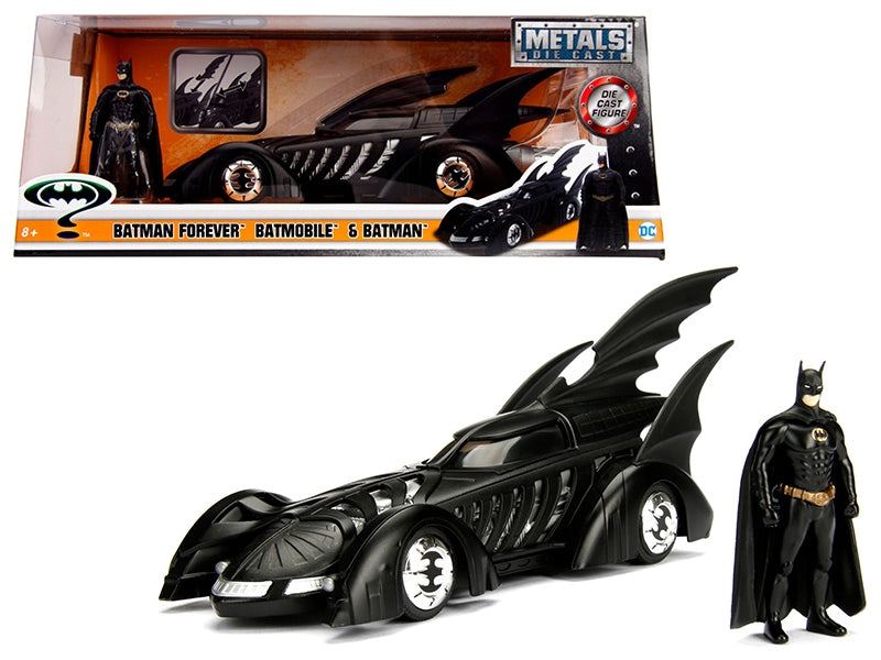 1995 Batman Forever Batmobile with Diecast Batman Figure 1/24 Diecast Model Car by Jada.