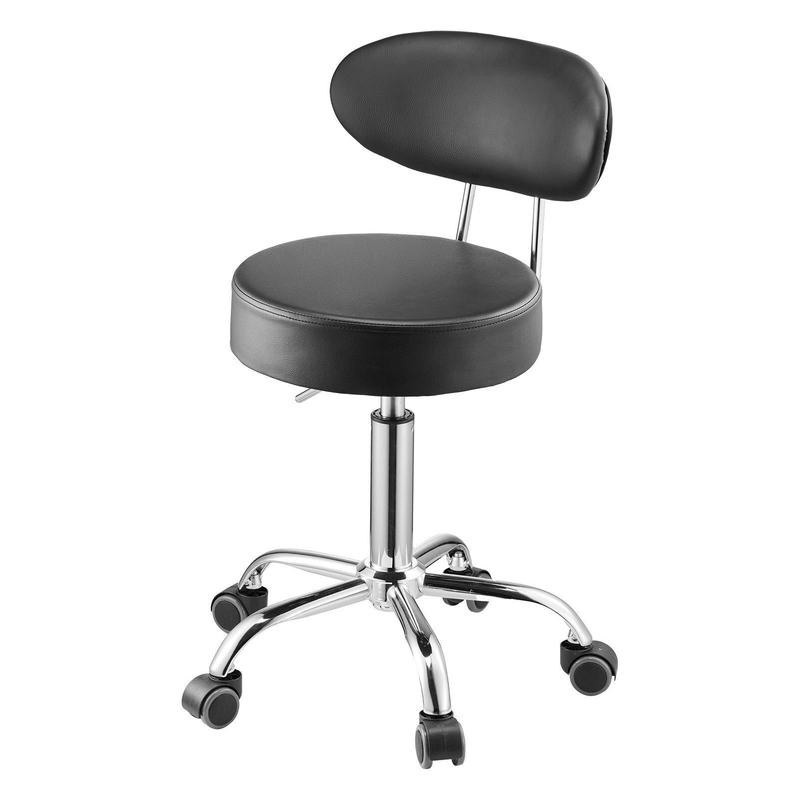 Shop Stool with Backrest, Pneumatic Garage Seat/Work Stool with Wheels, 300 lbs Load.