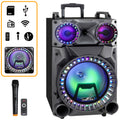 beFree Sound Rechargeable 12 Inch Bluetooth Portable Party Speaker with Party Lights, FM Radio and USB/TF Inputs.