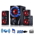 beFree Sound 2.1 Channel Bluetooth Surround Sound Speaker System in Red.
