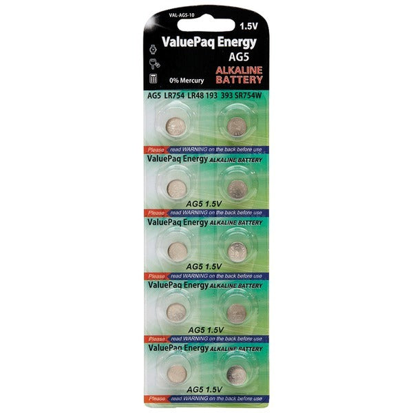 Dantona VAL-AG5-10 ValuePaq Energy AG5 Alkaline Coin Cell Batteries, 10 Pack.