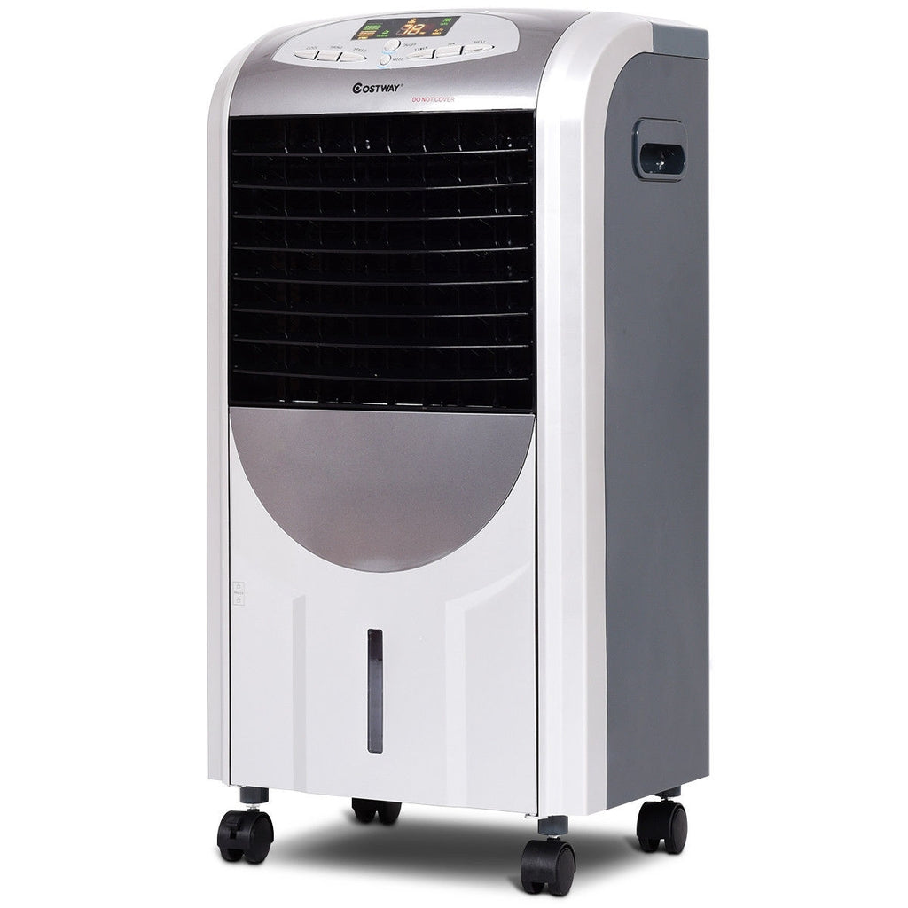 Portable Air Cooler Fan with Heater and Humidifier Function - Color: Gray.