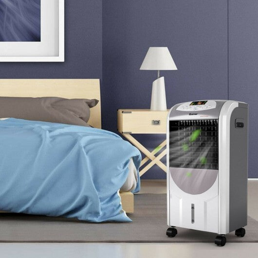 Portable Air Cooler Fan with Heater and Humidifier Function - Color: Gray.