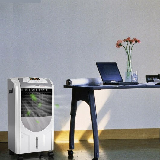 Portable Air Cooler Fan with Heater and Humidifier Function - Color: Gray.