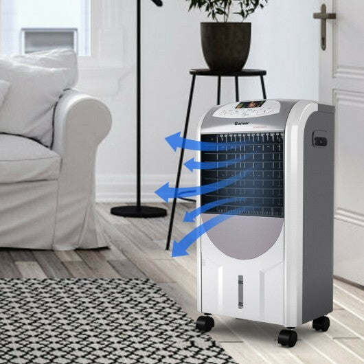 Portable Air Cooler Fan with Heater and Humidifier Function - Color: Gray.