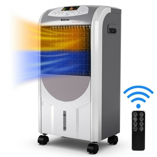 Portable Air Cooler Fan with Heater and Humidifier Function - Color: Gray.