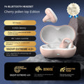 Bone Conduction Bluetooth 5.3 Headphones Ear Clip-On Wireless Sports Earphone Noise Reduction Headset Pink White.