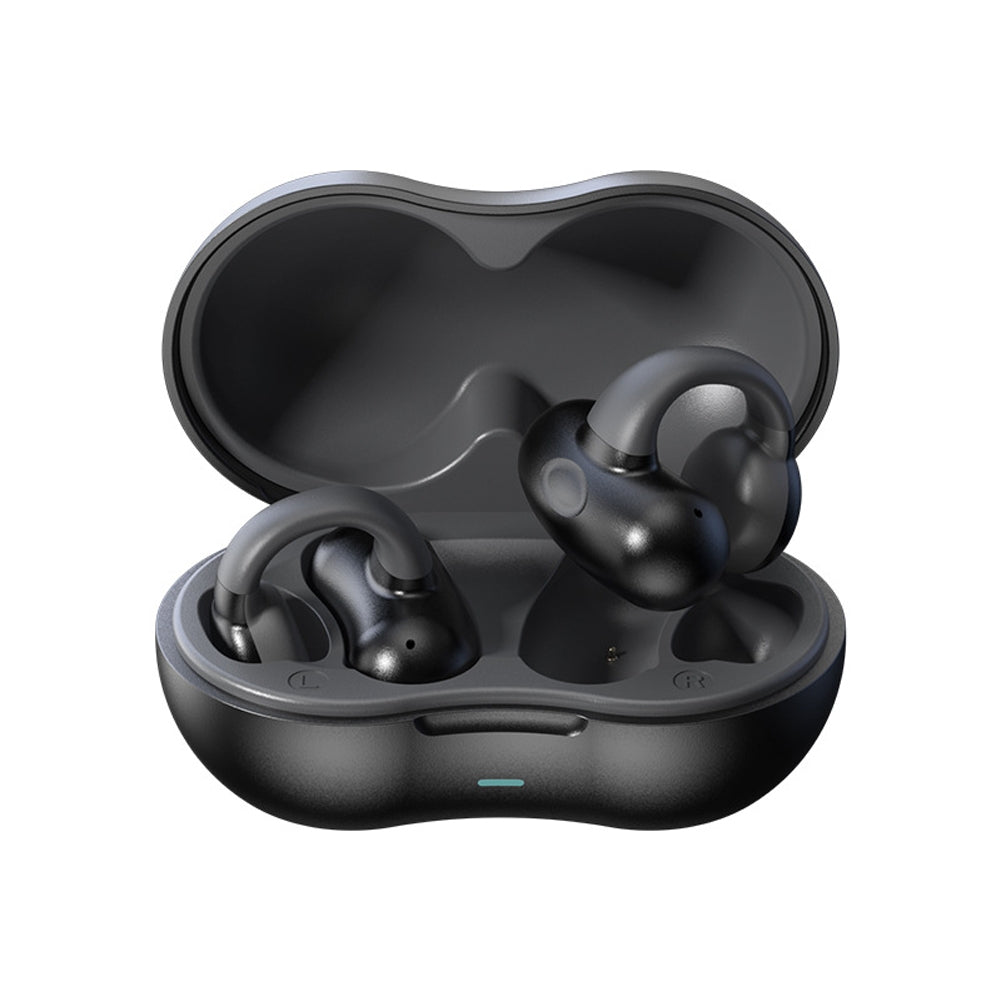 Bone Conduction Bluetooth 5.3 Headphones Ear Clip-On Wireless Sports Earphone Noise Reduction Headset Pink White.
