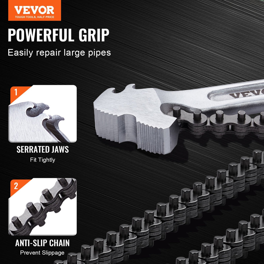 Chain Wrench, 48 inch Chain Pipe Wrench, 13.4 inch Diameter Capacity, CRV Reversible Pipe Fitting Tool Wrench with High Strength Jaw and Ergonomic Handle, for Pipe Installation and Car Repair.