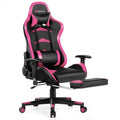 Massage Gaming Chair with Footrest-Pink - Color: Pink.