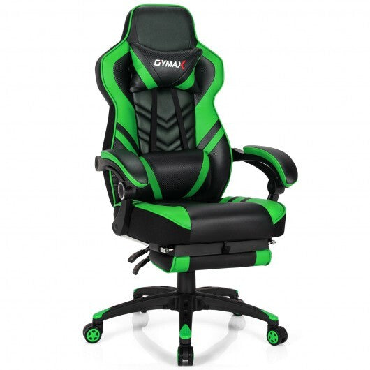 Adjustable Gaming Chair with Footrest for Home Office-Green - Color: Green.