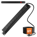 1U PDU, 8 Outlets, Rack Mount Power Strip Fits Standard 19" Server Racks, with Integrated Switch Surge Protection & Overload Protection, 110-125V/15A, Ideal for Home and Office.