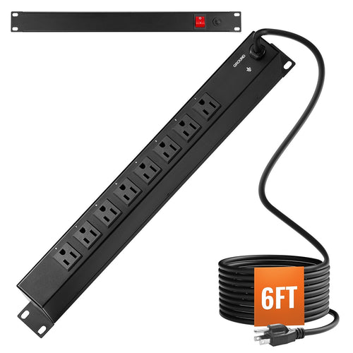 1U PDU, 8 Outlets, Rack Mount Power Strip Fits Standard 19" Server Racks, with Integrated Switch Surge Protection & Overload Protection, 110-125V/15A, Ideal for Home and Office.