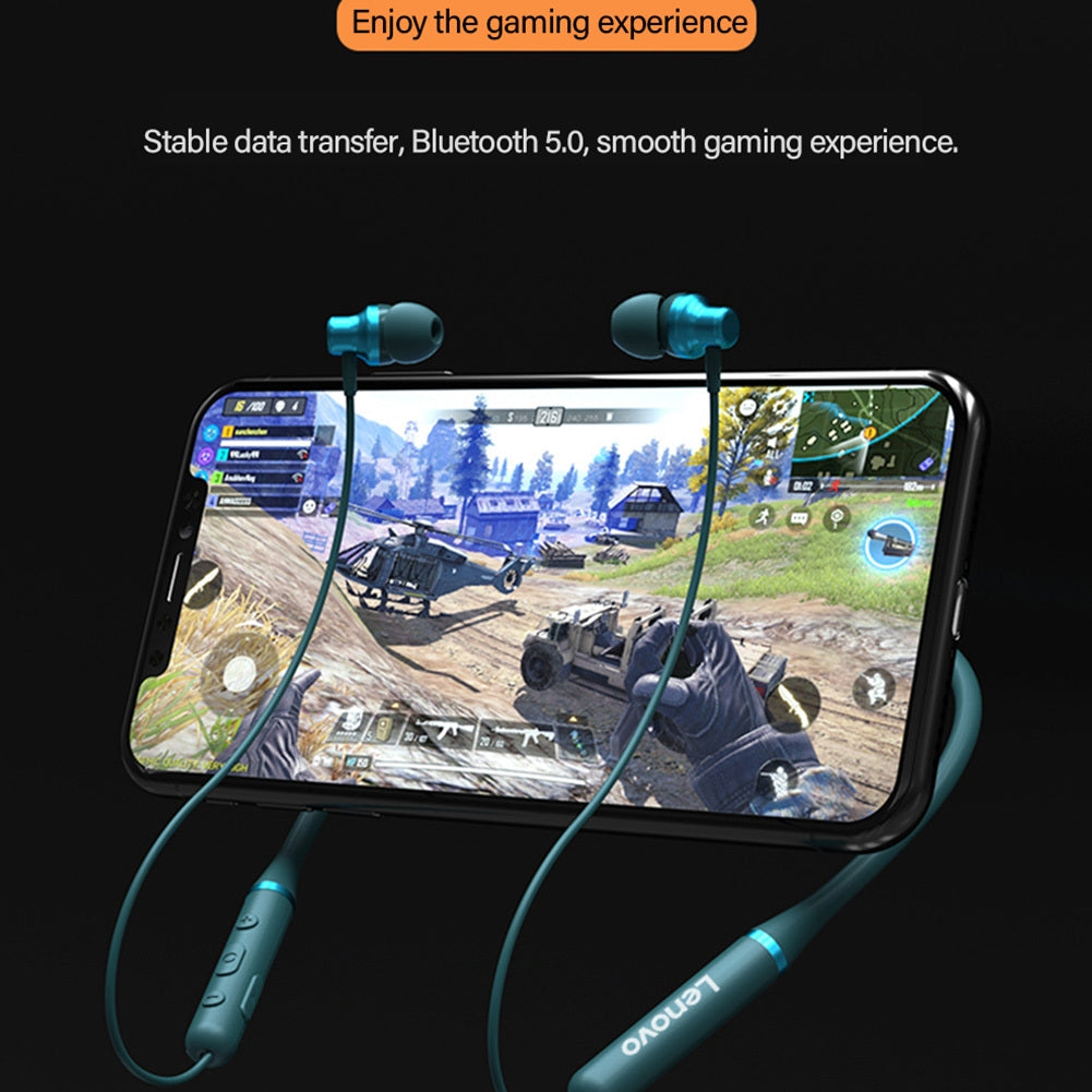 Original LENOVO XE05 Neck-type Bluetooth Headset Sports Waterproof Long Standby Earphones Red.