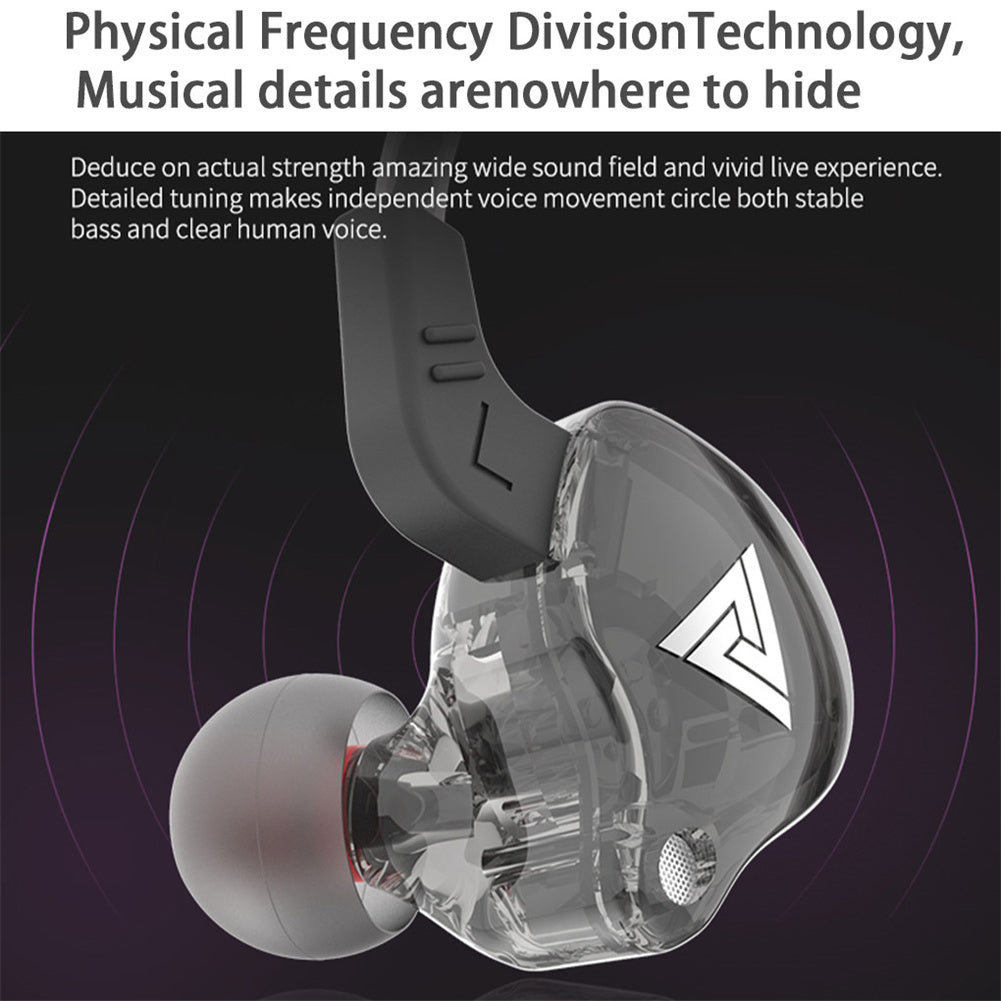 Hi-fi Sports Headphones 3.5mm In-ear Earphone Qkz Ak6 Copper Driver Black.
